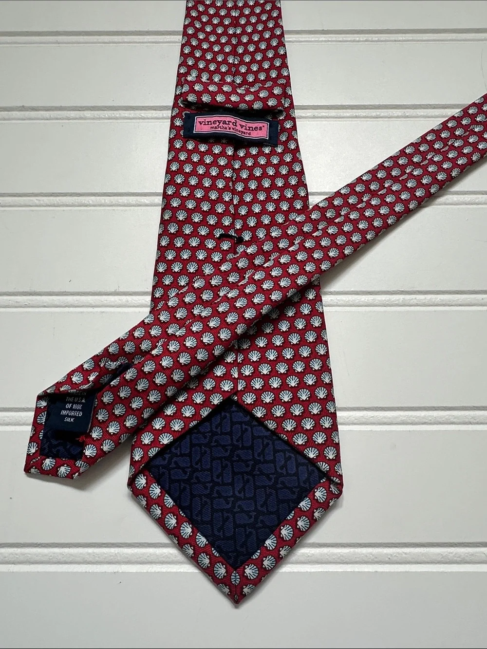 Vineyard Vines Red Tie w/ White Shells